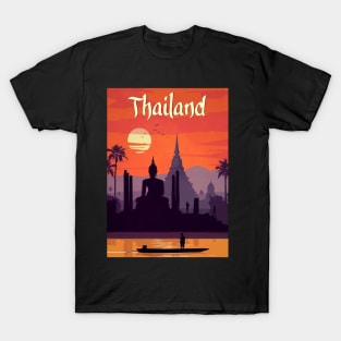 Thailand Angor Wat and Buddha Travel and Tourism Poster Print T-Shirt